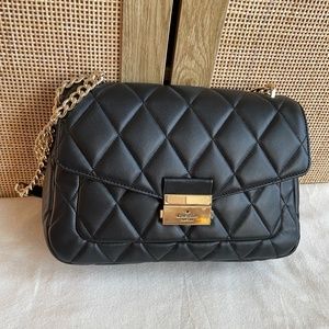 Kate Spade Carey Medium Quilted Shoulder Bag Crossbody in black leather